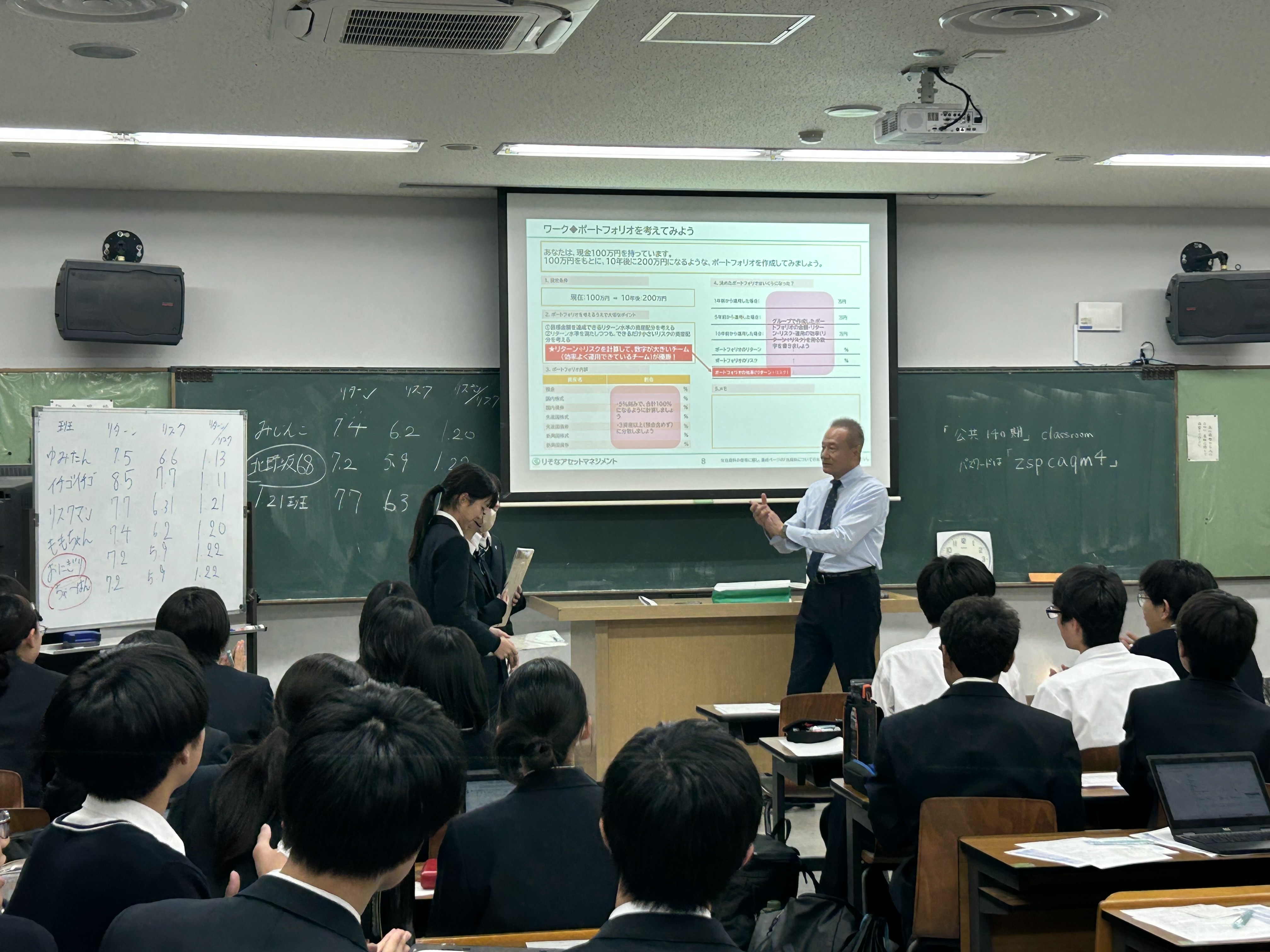 投資効率が一番高かったグループを表彰している写真